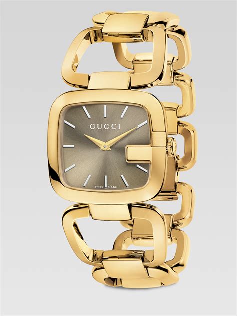 gucci gold stirrups bracelet watch|Gucci gold bracelet watch women's.